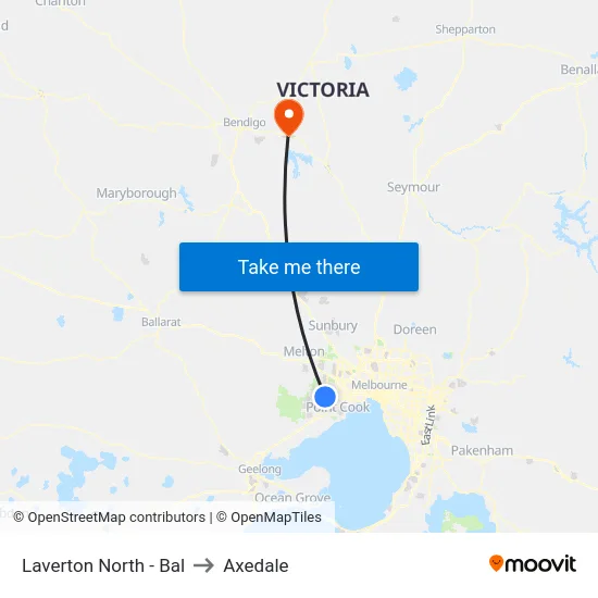 Laverton North - Bal to Axedale map