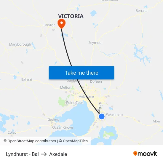 Lyndhurst - Bal to Axedale map