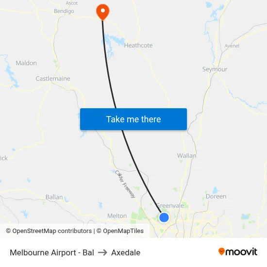 Melbourne Airport - Bal to Axedale map