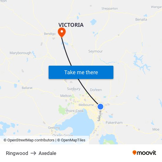 Ringwood to Axedale map