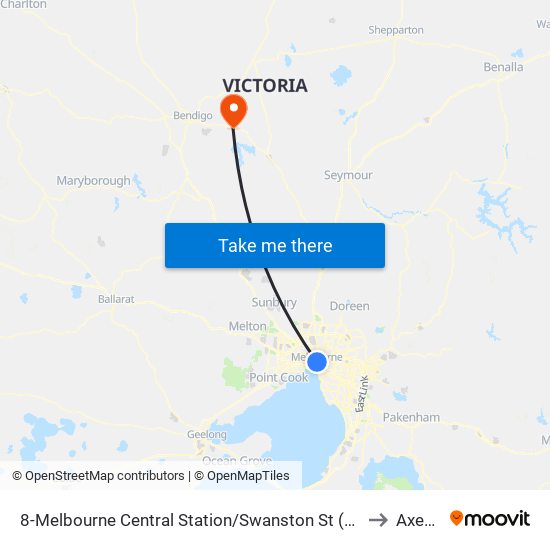 8-Melbourne Central Station/Swanston St (Melbourne City) to Axedale map