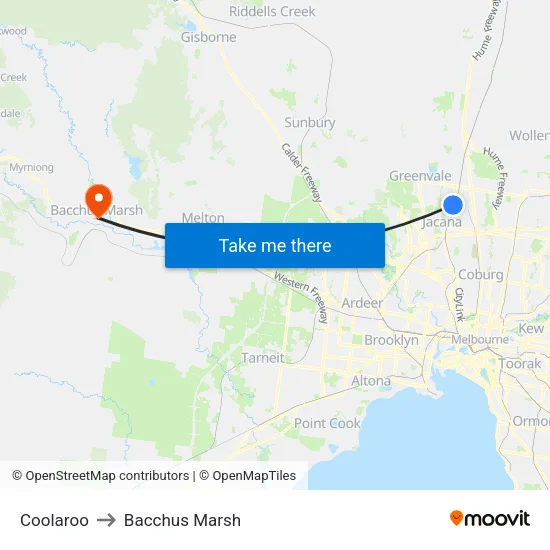 Coolaroo to Bacchus Marsh map