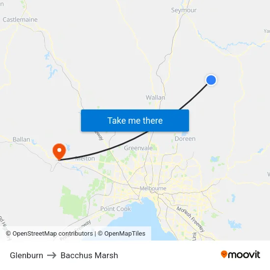 Glenburn to Bacchus Marsh map
