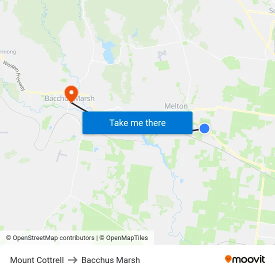 Mount Cottrell to Bacchus Marsh map