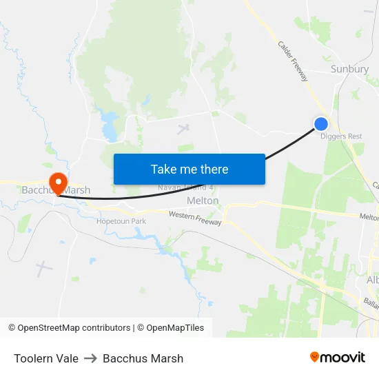 Toolern Vale to Bacchus Marsh map