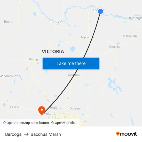 Barooga to Bacchus Marsh map