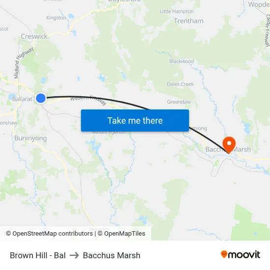 Brown Hill - Bal to Bacchus Marsh map