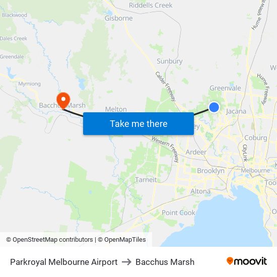 Parkroyal Melbourne Airport to Bacchus Marsh map