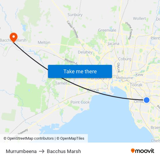 Murrumbeena to Bacchus Marsh map