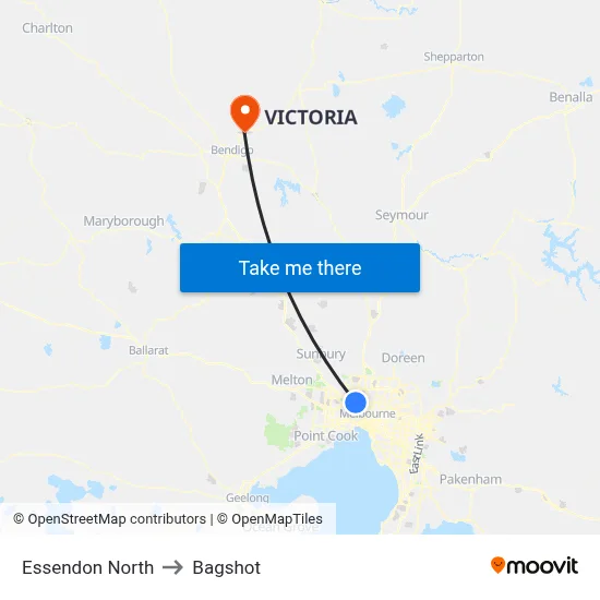 Essendon North to Bagshot map