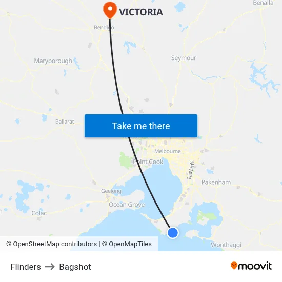 Flinders to Bagshot map