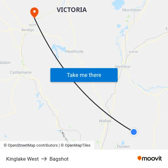 Kinglake West to Bagshot map