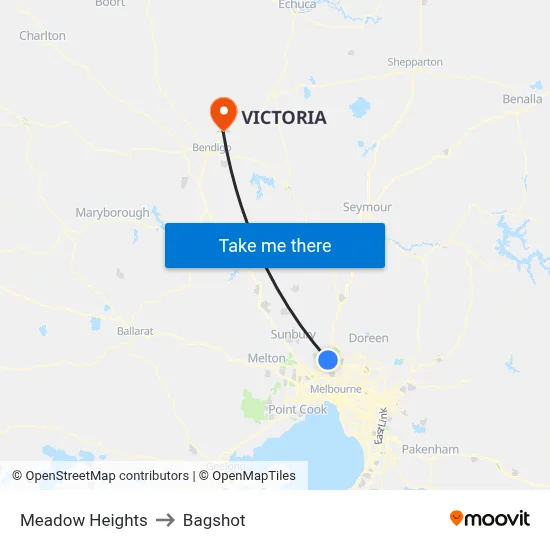 Meadow Heights to Bagshot map