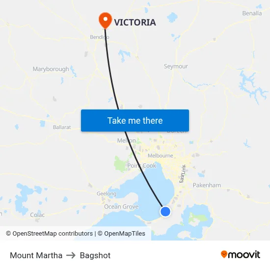 Mount Martha to Bagshot map