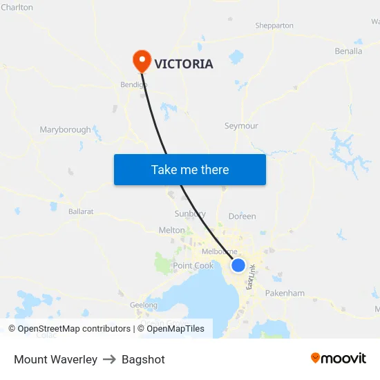 Mount Waverley to Bagshot map