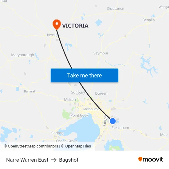 Narre Warren East to Bagshot map