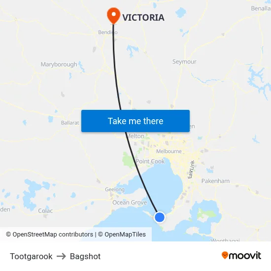 Tootgarook to Bagshot map