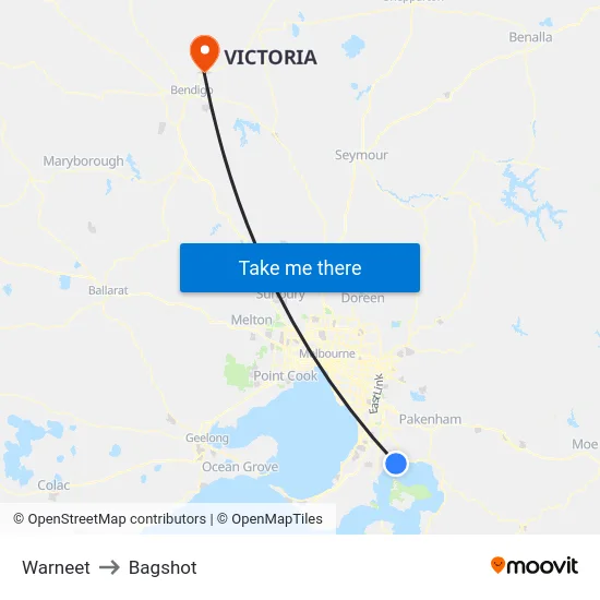 Warneet to Bagshot map