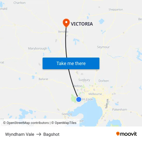 Wyndham Vale to Bagshot map