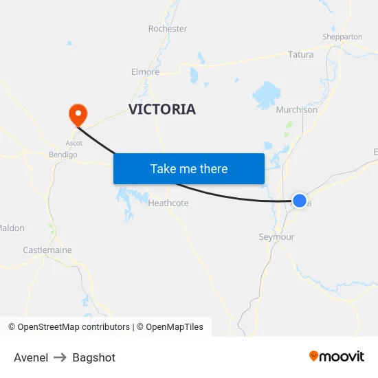 Avenel to Bagshot map