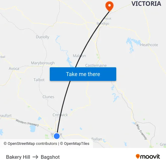 Bakery Hill to Bagshot map