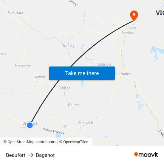 Beaufort to Bagshot map