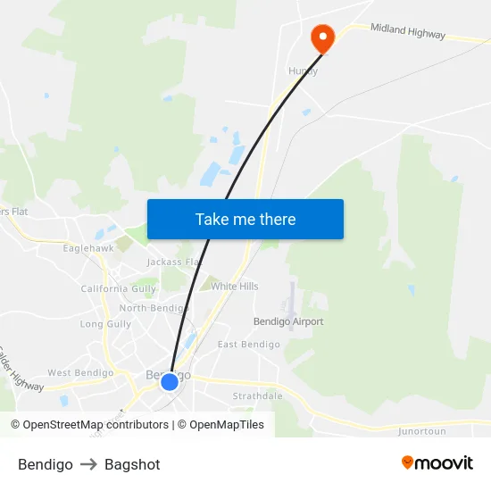 Bendigo to Bagshot map