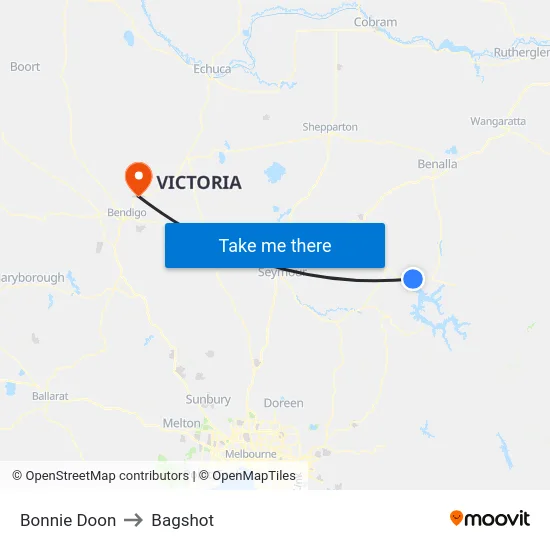 Bonnie Doon to Bagshot map