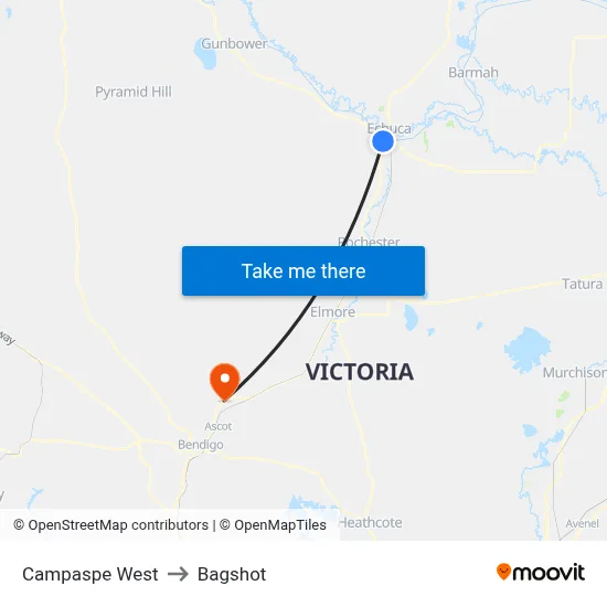 Campaspe West to Bagshot map