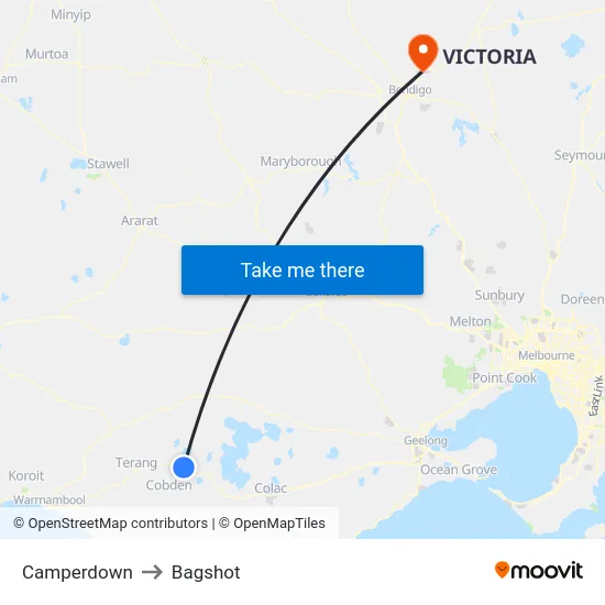 Camperdown to Bagshot map
