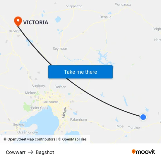 Cowwarr to Bagshot map