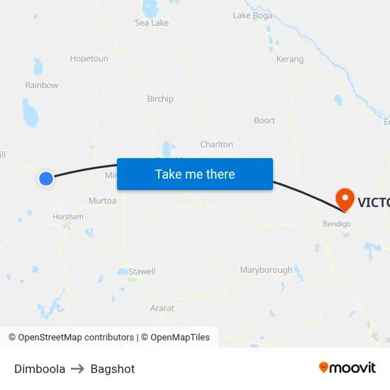 Dimboola to Bagshot map