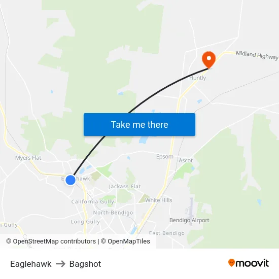 Eaglehawk to Bagshot map