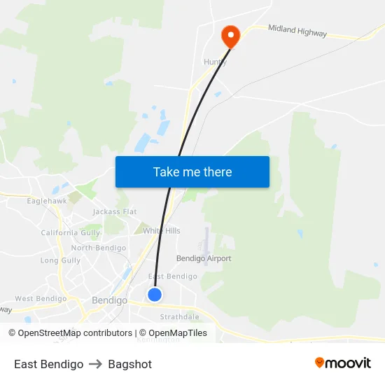 East Bendigo to Bagshot map