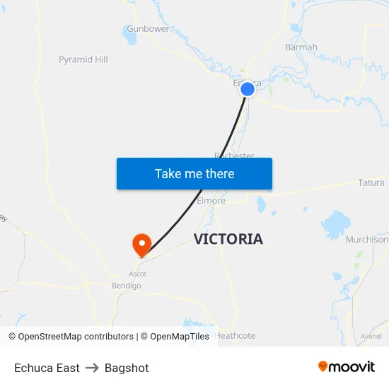 Echuca East to Bagshot map