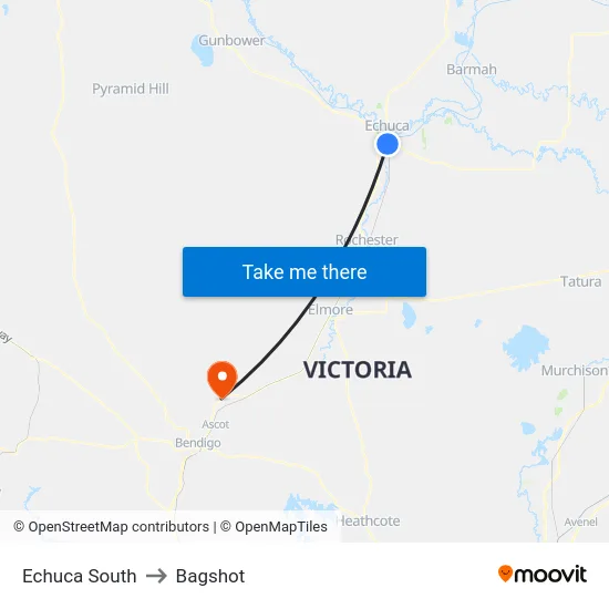 Echuca South to Bagshot map