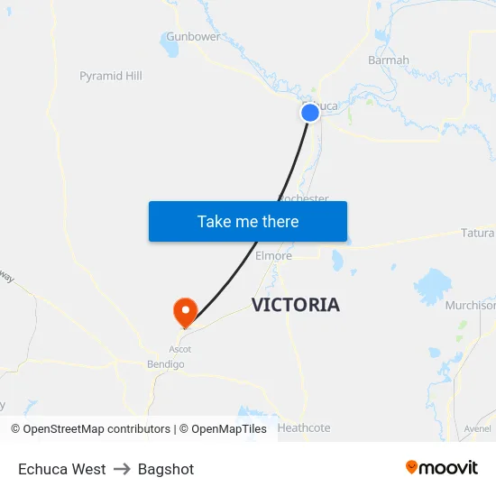 Echuca West to Bagshot map