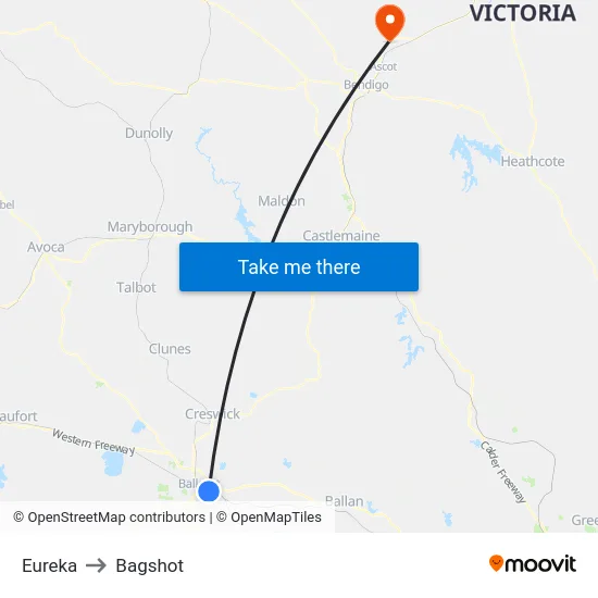 Eureka to Bagshot map