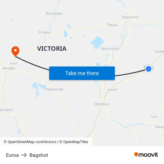 Euroa to Bagshot map