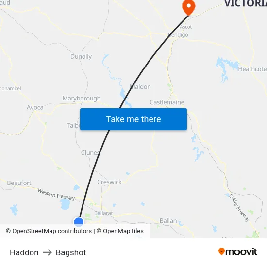 Haddon to Bagshot map