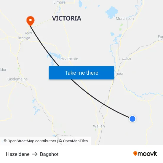 Hazeldene to Bagshot map