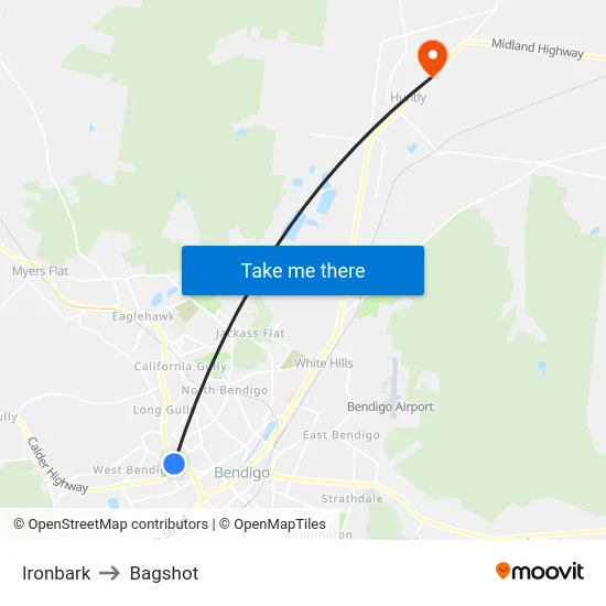 Ironbark to Bagshot map