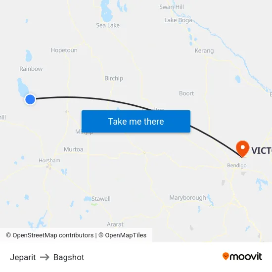 Jeparit to Bagshot map