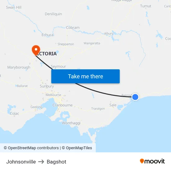 Johnsonville to Bagshot map