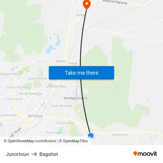 Junortoun to Bagshot map