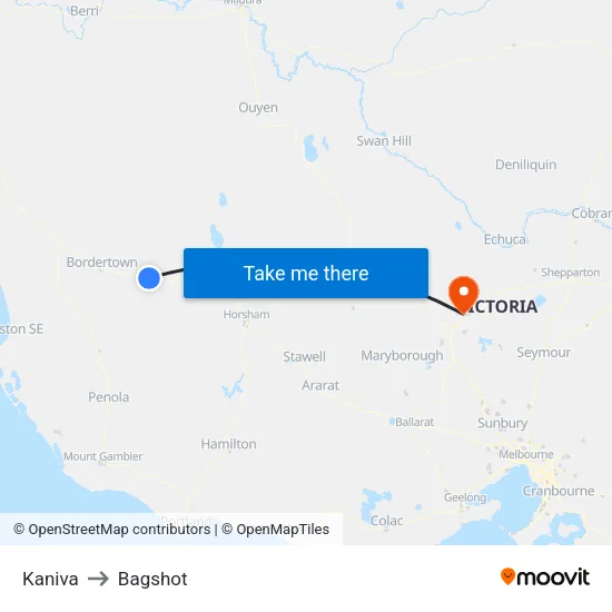 Kaniva to Bagshot map