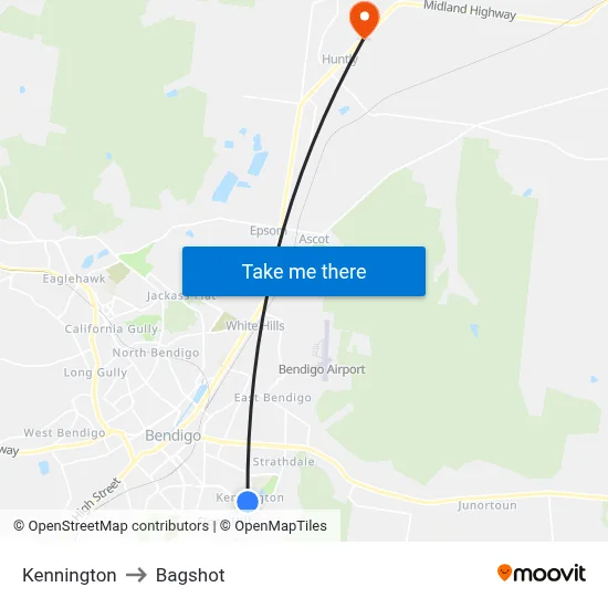 Kennington to Bagshot map