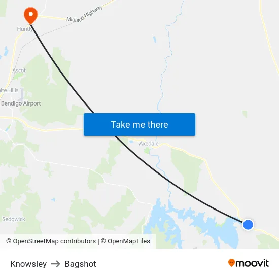Knowsley to Bagshot map