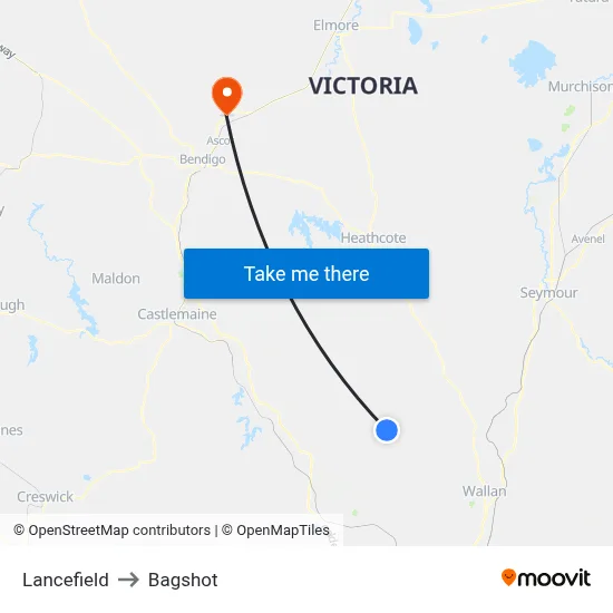 Lancefield to Bagshot map