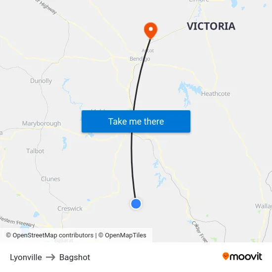 Lyonville to Bagshot map
